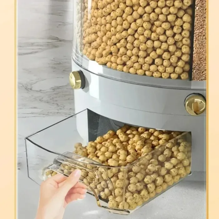 Large Food Storage Container 360° Rotating Rice Grain Dispenser Sealed Dampproof Cereal Storage Box with Lid Kitchen Rice Barrel - Image 6