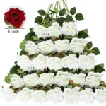 50 Pcs Artificial Rose Flower Silk Roses Bouquet Real Looking Fake Roses for Home Wedding Centerpieces Party Decorations - Image 13