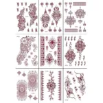 Red Lace Henna Tattoo Sexy Maroon Tattoo Stickers Waterproof India Mehndi Design Temporary Tattoos Finger Hand Tattoo for Women - Image 6