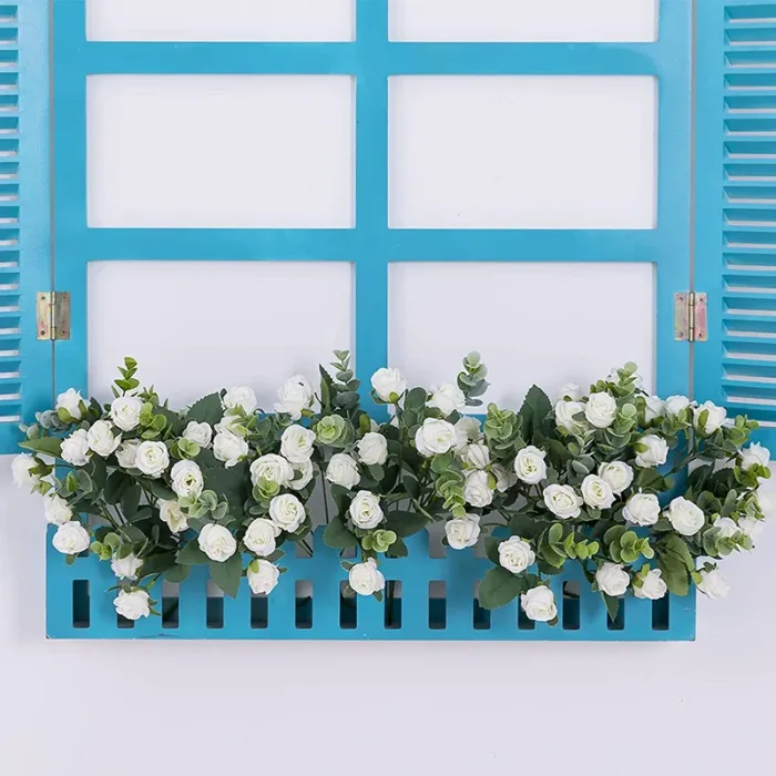 10 Heads Artificial Flower Silk Rose white Eucalyptus leaves Peony Bouquet Fake Flower for Wedding Table Party Vase Home Decor - Image 6