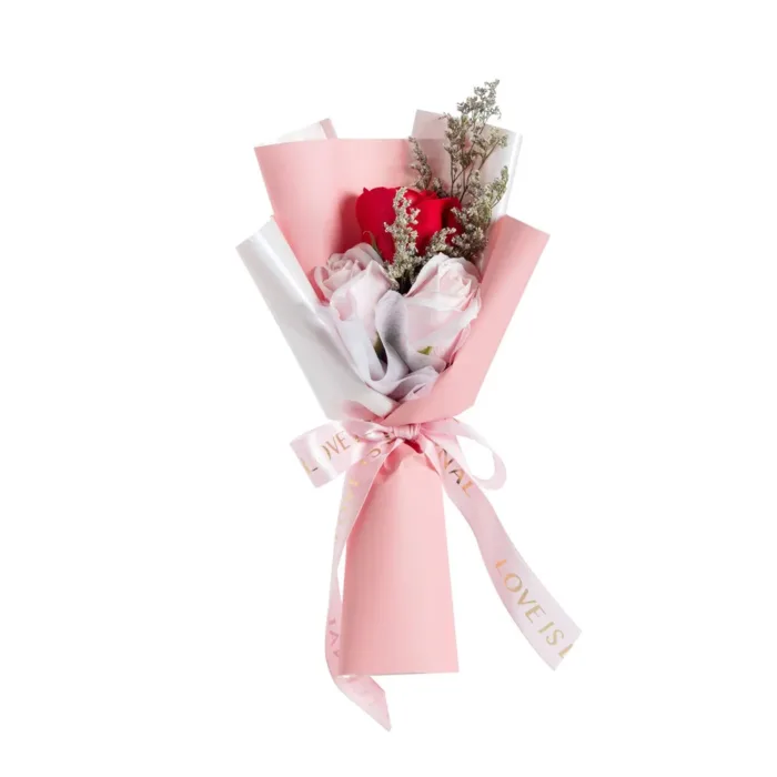 Artificial Soap Flower Rose Bouquet Gift Bags Valentine'S Day Birthday Gift Wedding Home Decor 3 Heads Rose Soap Bouquet Gift - Image 6