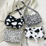 Women's Bag Fashion Design Retro Cow Zebra Leopard Printing Shoulder Underarm Bag Casual Ladies Small Purse Shopper Handbags