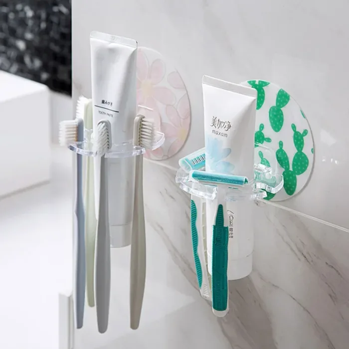 Bathroom 1PC Plastic Toothbrush Holder Toothpaste Storage Rack Shaver Tooth Brush Dispenser Bathroom Organizer Accessories - Image 1