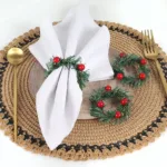 1pc Christmas Red Fruit PVC Pine Needle Napkin Ring Holders Xmas Table Decoration Home Wedding Banquet Hotel Table Sup