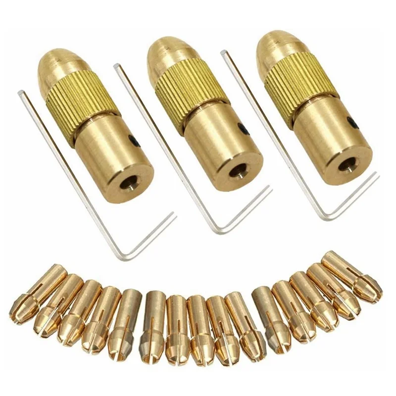 Scfb7cb7a416f4f2b88d596aeafdf5ca8i.webp 7pcs/set 2.35/3.17/4.05/5.05mm Brass Dremel Collet Mini Drill Chucks For Electric Motor Shaft Drill Bit Tool Drill Chuck Adapter - Image 1