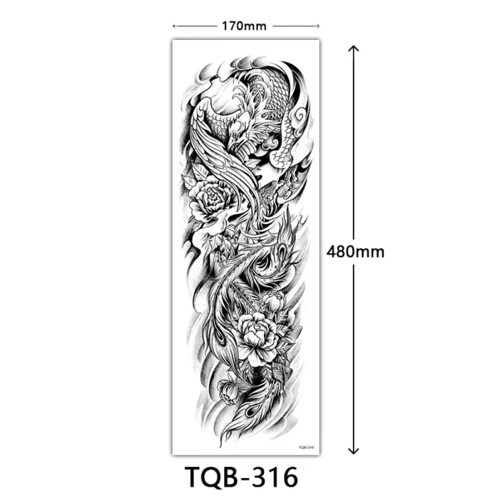 Body Art Full Fake Tatoo Tiger Wolf Flowers Rose Large Arm Tattoo Sticker Full Sleeve Waterproof Semi Permanent Tattoo Women Man - Image 44