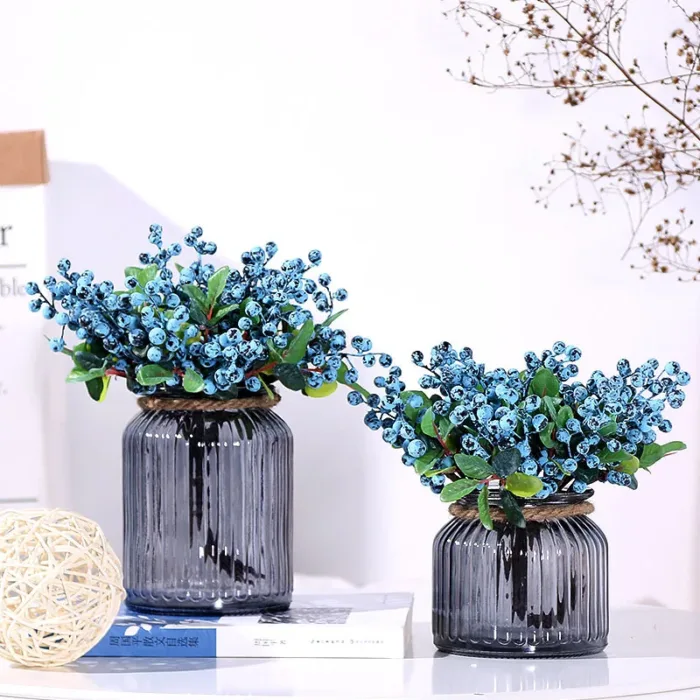 Christmas Berry Artificial Flower Fake Red Berries Blueberries Simulation Artificial Berry Plant For Xmas Part Christmas Decor - Image 2