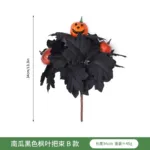 Halloween Decoration Artificial Flowers Bouquet with Pumpkins & Black Roses, Halloween Table Centerpiece for Dining Living Room - Image 9