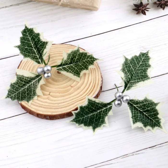 Artificial Holly Berries Green Leaves For DIY Christmas Wreath Wedding Flower Home Wedding Party Decoration Fake Berries - Image 8