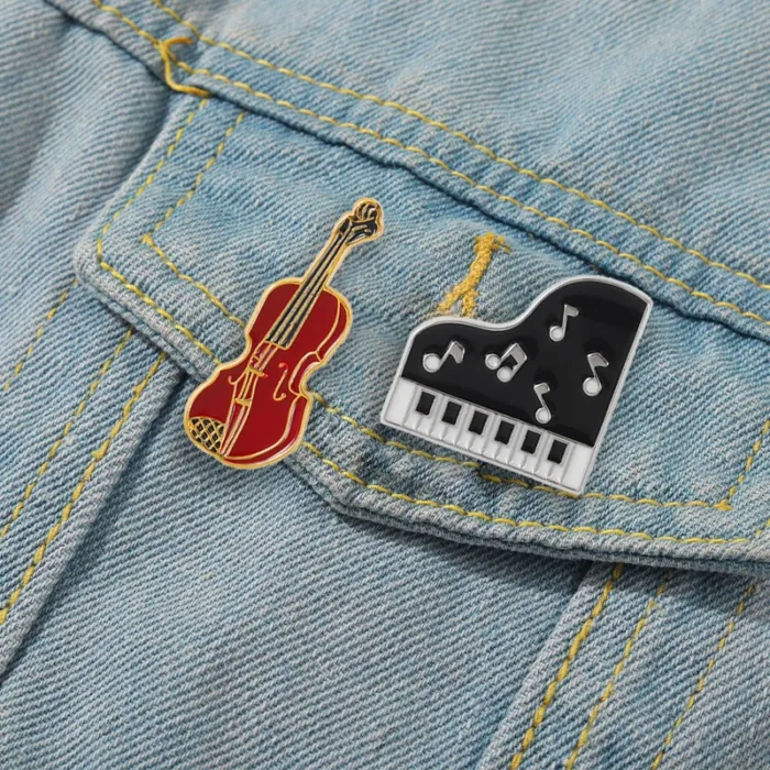 Concert Enamel Pins Piano Violin Guitar Trumpet Brooch Custom Clothes Lapel Badge Cute Musical Instrument Jewelry Gift for Kid - Image 1