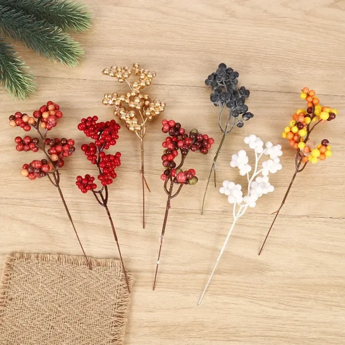 18cm Christmas Decorations Simulated Rich Fruit Festival Decoration New Year Noel Red Berry Branch Living Room Home Decoration - Image 2