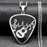 Rock Music Note Guitar Pick Necklace for Women Men Silver Color Stainless Steel Musical Symbol Chain Necklaces colares N7957S06 - Image 9