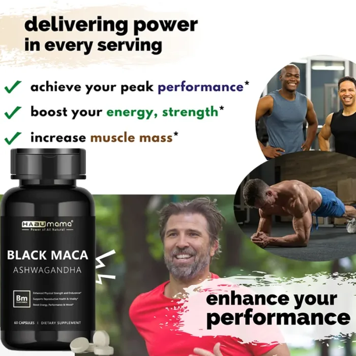 HABUMAMA Black Maca Booster for Men - Maca Supplements for Health, Energy & Endurance, Muscle Mass - Image 6