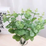 Artificial Plastic Plant Eucalyptus Leaves Branch Green Stems Home Outdoor Party Wedding Fake Flowers DIY Decoration Arrangement - Image 3