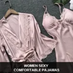 2PCS Leepwear Female Pajamas Set Satin Home Pyjamamas Lace Robe Sleep Suit V-Neck Wedding Nightwear Wear Nighty&Rob - Image 3