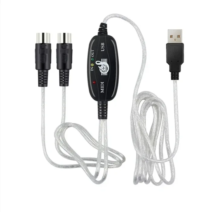 Audio cable Keyboard to PC USB MIDI Cable Converter PC to Music Keyboard Cord USB IN-OUT MIDI Interface Cable - Image 1