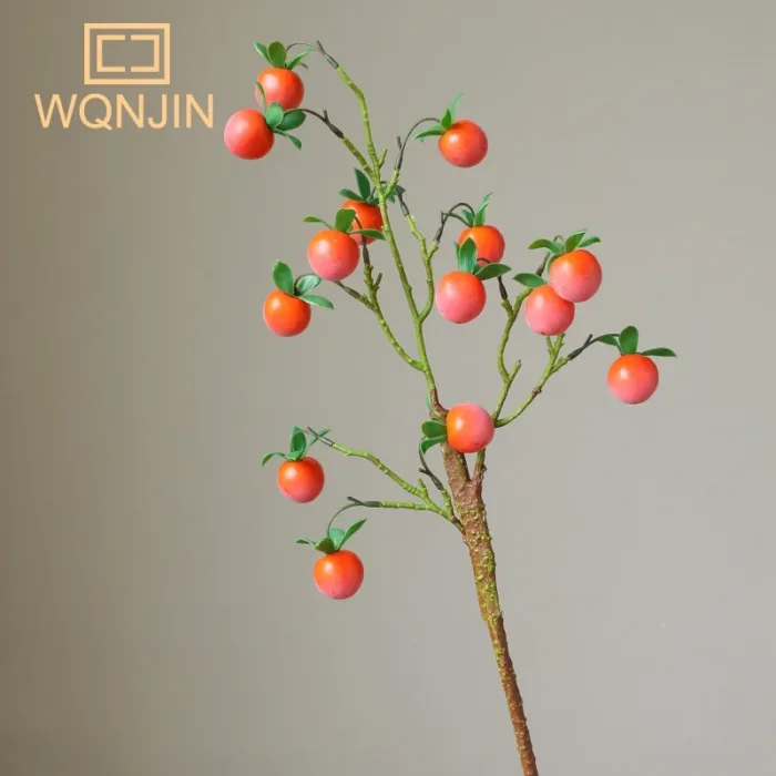 Pomegranate Branch With Leaves Red Artificial Flowers Fake Fruit Flores For Home Christma Vase Decoration Outdoor Garden - Image 10