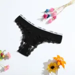 Thong Cotton Sexy Ladies Panties Women's Underwear Low Waist Solid Color Shorts Black Invisible Lace T-st - Image 7