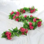 220cm 9-Head Simulated Rose Vine Bright Colors And Vivid Hues Room Decoration Red Yellow White Purple Champagne Rose Rattan - Image 4