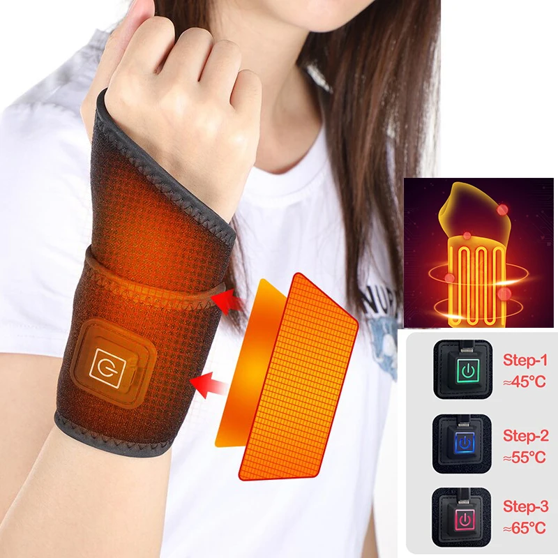Sd437584a43eb4116acdcb656a0ad5ed1s.webp Heating Wrist Protector Sports Protection Breathable USB Hand Massager Support WristBand Pad Brace Tool Heat Health Care Devic - Image 1