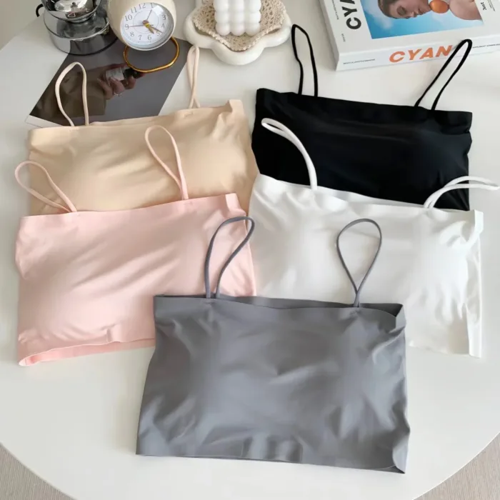 Ice Silk Sexy Push Up Bras For Women Crop Top Seamless Sling Tube Top Sleeveless Camisole Underwear Ladies Intimates Bralette - Image 2