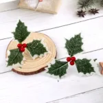 Artificial Holly Berries Green Leaves For DIY Christmas Wreath Wedding Flower Home Wedding Party Decoration Fake Berries - Image 7