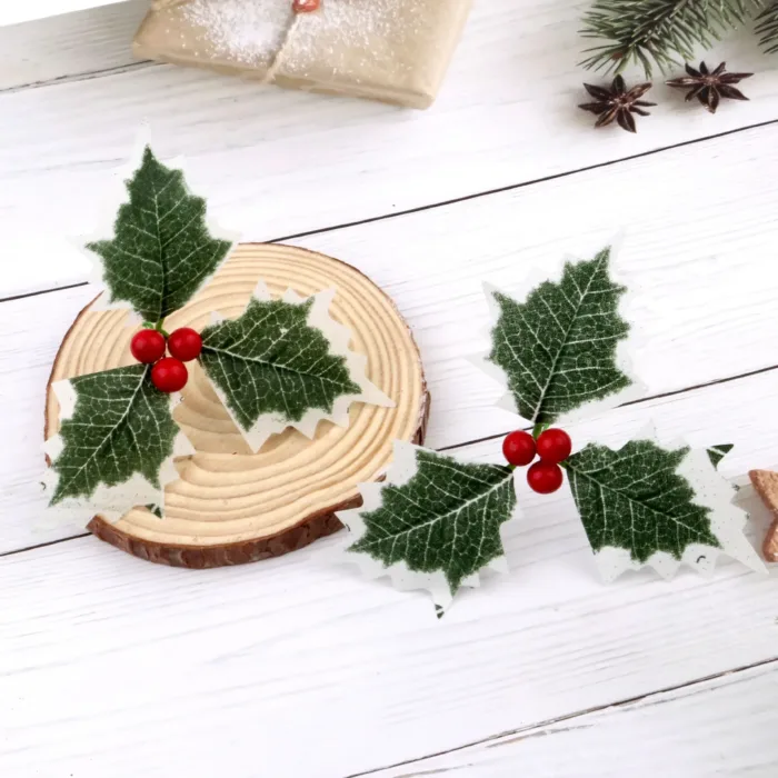 Artificial Holly Berries Green Leaves For DIY Christmas Wreath Wedding Flower Home Wedding Party Decoration Fake Berries - Image 7