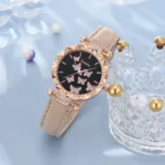 6/1pcs Set Women Watch Ring Necklace Earrings Bracelet Set Watches Butterfly Leather Strap Ladies Quartz WristWatch (No Box) - Image 16