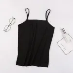 2024 New Women's Plain Sleeveless Top Ladies Stretch Strappy Camisole Vest Bottoming Shirts Nude Black White Lady Tank Top Vests - Image 8