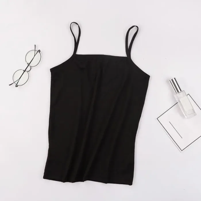 2024 New Women's Plain Sleeveless Top Ladies Stretch Strappy Camisole Vest Bottoming Shirts Nude Black White Lady Tank Top Vests - Image 8