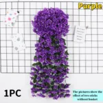 10-1Pack Artificial Violet Flower Vines Plastic Fake Flowers Wall Hanging Plants Wisteria Garland Wedding Home Garden Decoration - Image 9
