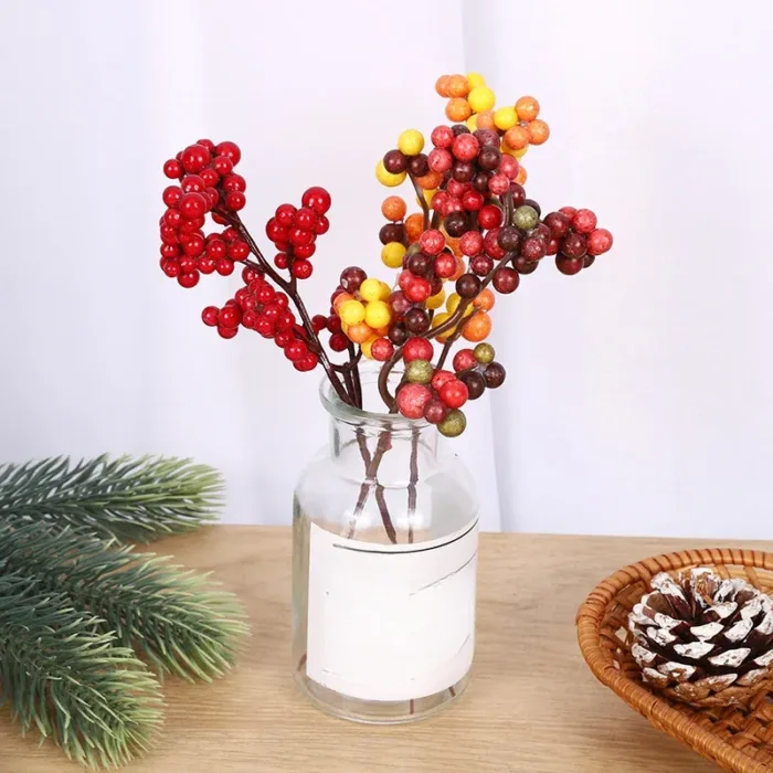 18cm Christmas Decorations Simulated Rich Fruit Festival Decoration New Year Noel Red Berry Branch Living Room Home Decoration - Image 1