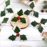 Artificial Holly Berries Green Leaves For DIY Christmas Wreath Wedding Flower Home Wedding Party Decoration Fake Berries