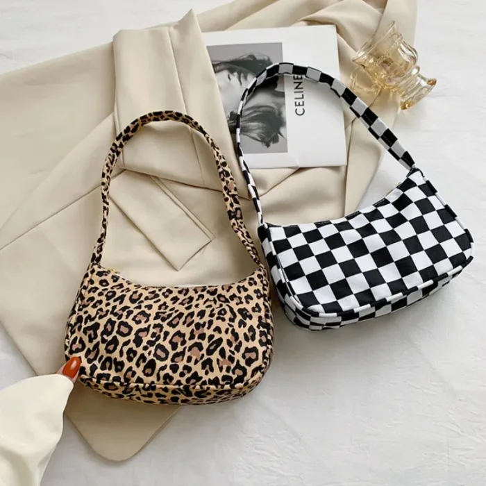 Women Shoulder Bag Fashion Animal Pattern Print Bag Casual Nylon Butterfly Leopard Zebra Cow Print Women Handbag Underarm Bags - Image 2