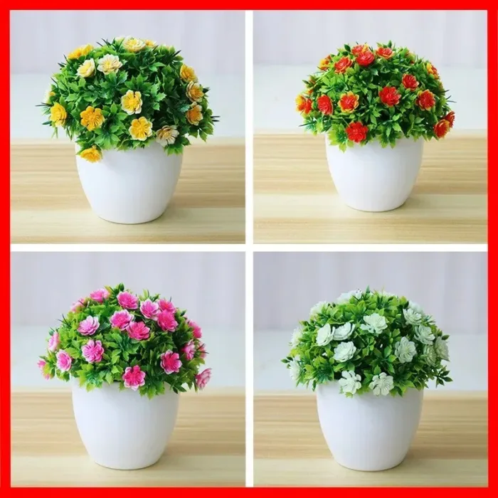 1pc Artificial Flowers Five Leaf Plum Small Potted Plants Can Be Placed Indoors And Outdoors Suitable For Home Room Decoration - Image 3