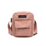 Women Corduroy Shoulder Bags Striped Cloth Fabric Handbags Casual Zip Tote Canvas Crossbody Bag Cute Shopping Bag for Ladies - Image 11