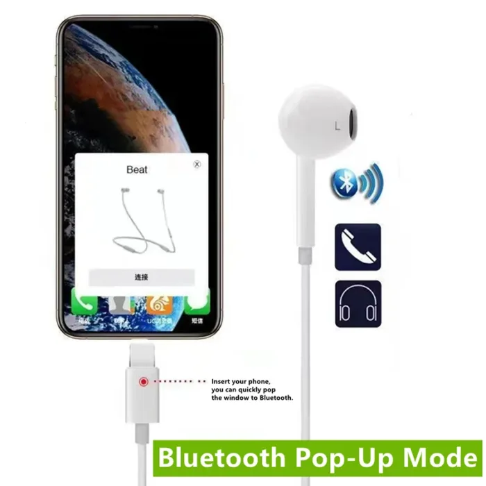 For Apple Original Headphones For iPhone 15 14 13 11 12 Pro Max In-ear Lightning to 3.5 mm Wired Bluetooth Earphones Accessories - Image 3
