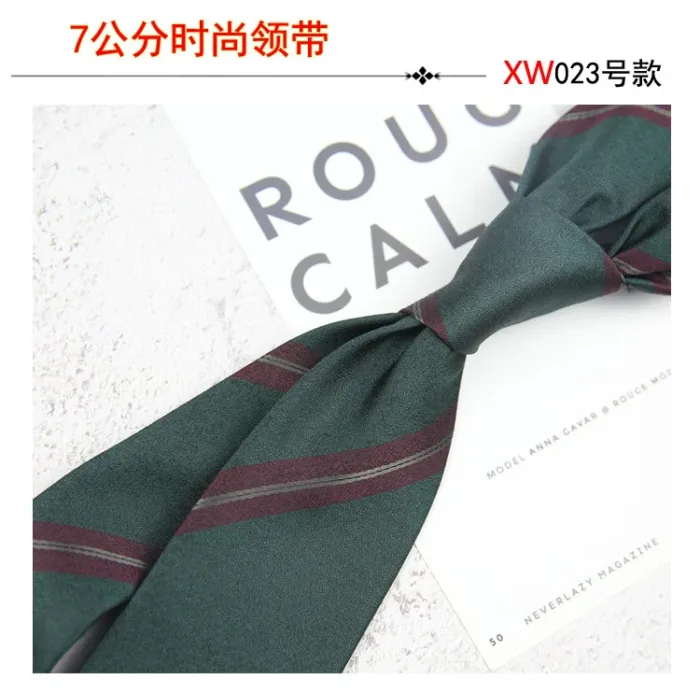 2024 New Korean 7cm Luxury Casual Neckties For Men Navy Brown Green Striped Neck Ties Formal Dress Suit Cravat Flower Red Tie - Image 20