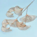 1PC Three-pronged Fan Leaf Netting Artificial Gold Ginkgo Eucalyptus Holly For Wedding Arch Flower Arrangement Party Decor - Image 8
