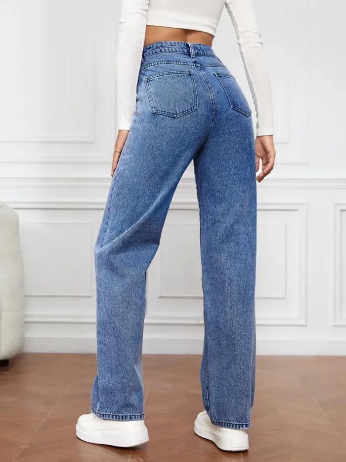 Retro Straight Jeans Women Fashion Washed Denim Pants High Waisted Cowboy Trousers Mom Baggy Jean 2024 Autumn Clothes Pantalones - Image 4