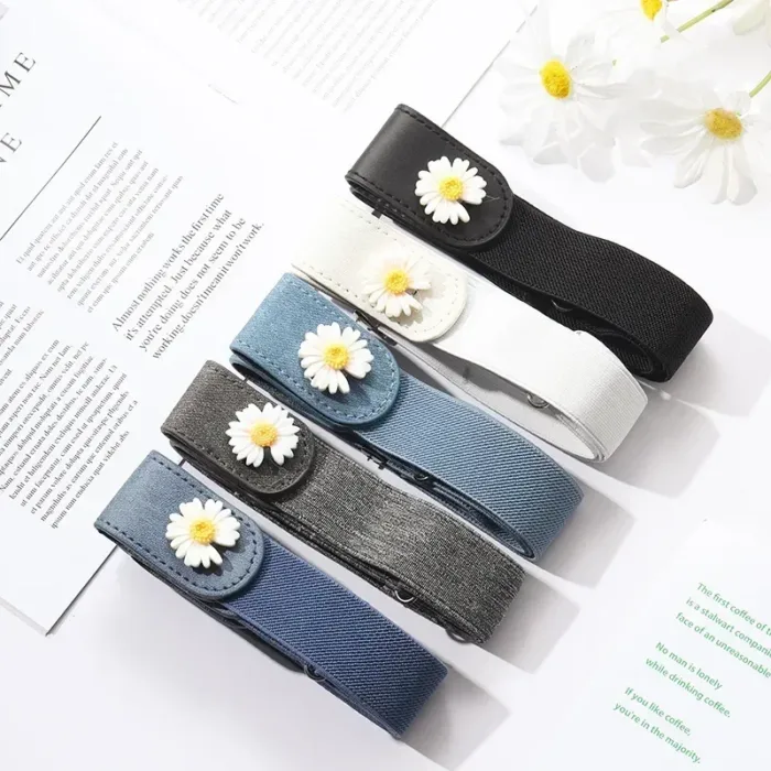 Jeans Elastic Belt Men Denim Belt No Marks Versatile Invisible Elastic Women No Punching Decoration Waistband Inset Style Belts - Image 3