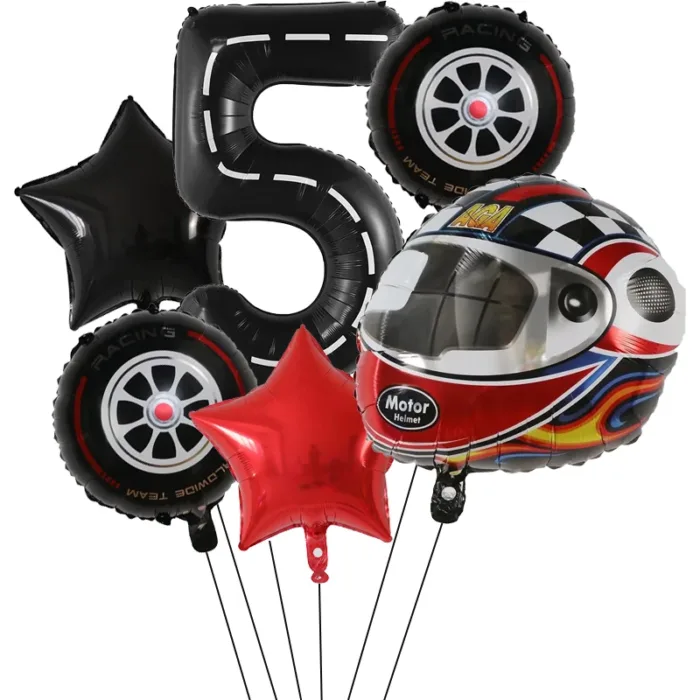 6PCS Motor Helmet Balloon Wheel Tire Racing Balloons Birthday Decor Boys Race car Dirt Bike Motorcross Hot Wheel Party Supplies - Image 8