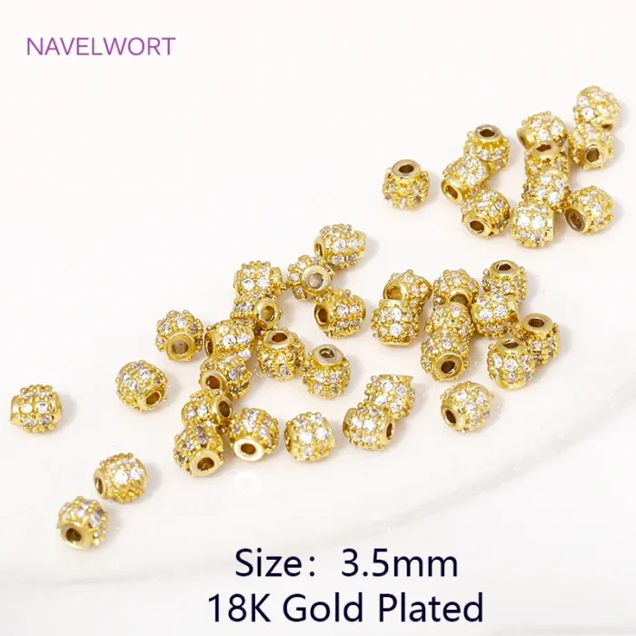 18K Gold Plated Brass with Zircon Round Spacer Beads,Bracelet Beads For Jewelry Making,Beads Separators,DIY Jewelry Accessories - Image 12