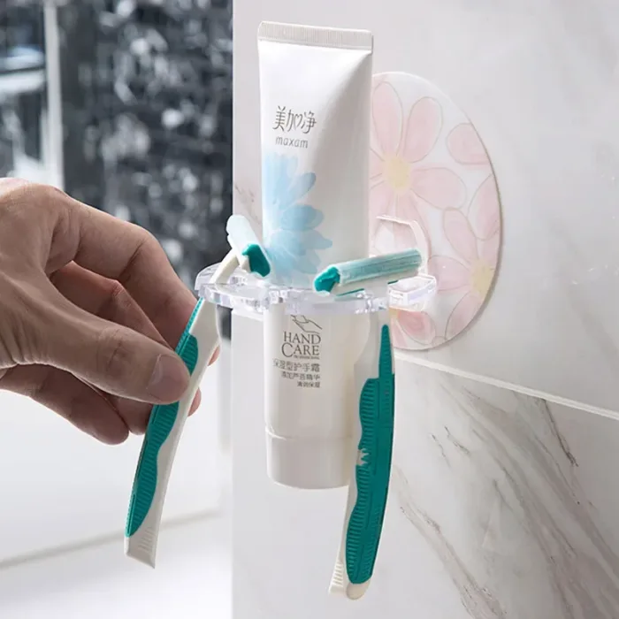 Bathroom 1PC Plastic Toothbrush Holder Toothpaste Storage Rack Shaver Tooth Brush Dispenser Bathroom Organizer Accessories - Image 4