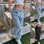Low Waist Jeans Women Baggy Jeans 2023 New Fashion Straight Leg Pants Y2k Denim Trousers Vintage Loose Blue Washed Mom Jeans 90s - Image 6