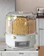 Large Food Storage Container 360° Rotating Rice Grain Dispenser Sealed Dampproof Cereal Storage Box with Lid Kitchen Rice Barrel - Image 7