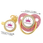 Luxury Crown Pacifier Clip Chain Set Baby Shower Gift Silicone Newborn Dummy Bpa Free Toddler Teether Zircon Baby Soother Nipple - Image 3