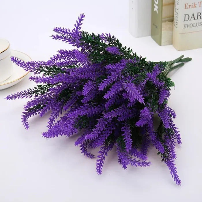 40cm Purple Provence Lavender Artificial Flowers Plastic Fake Plants Bridal Bouquet Indoor Outdoor Wedding Home Garden Decor - Image 3