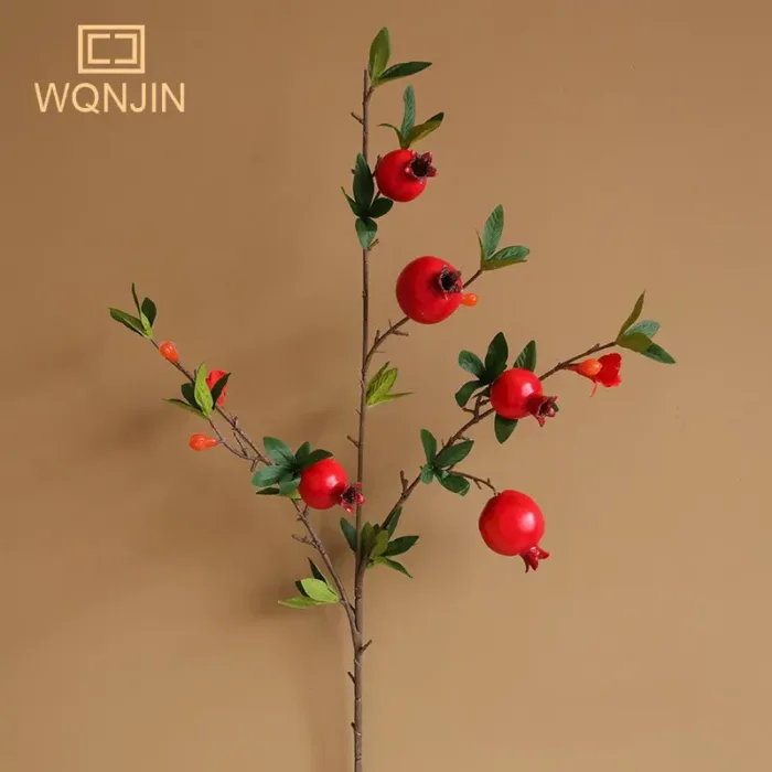 1PC Simulation 5 Heads Pomegranate Fruit,Home Living Room Decoration, New Year's Red Bonsai Decoration Artificial Flowers - Image 8