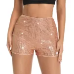Womens Sparkly Sequin Shorts High Waist Sparkle Straight Leg Shorts Glitter Hot Booty Stretch Shorts Disco Rave Clubwear - Image 7